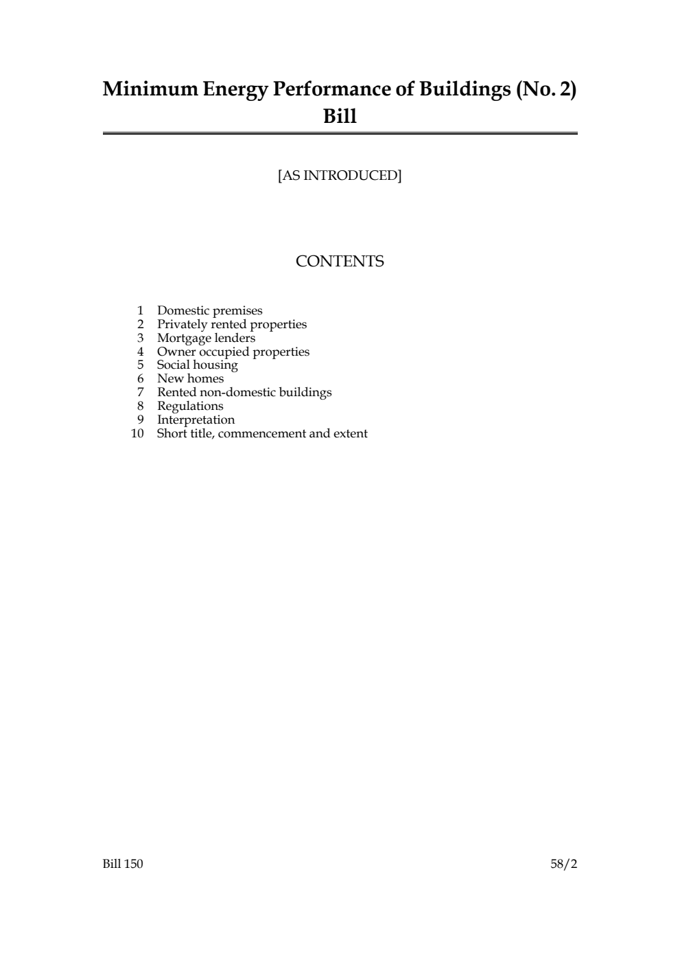 Minimum Energy Performance of Buildings (No. 2) Bill