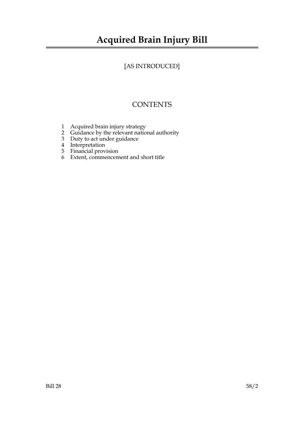 Acquired Brain Injury Bill