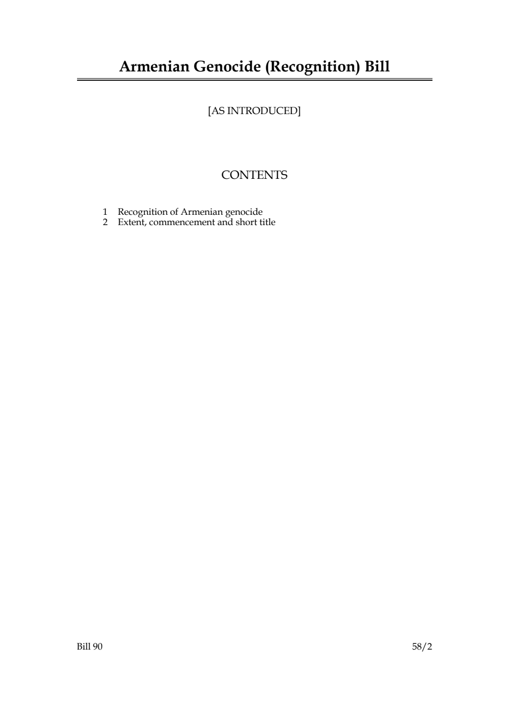 Armenian Genocide (Recognition) Bill
