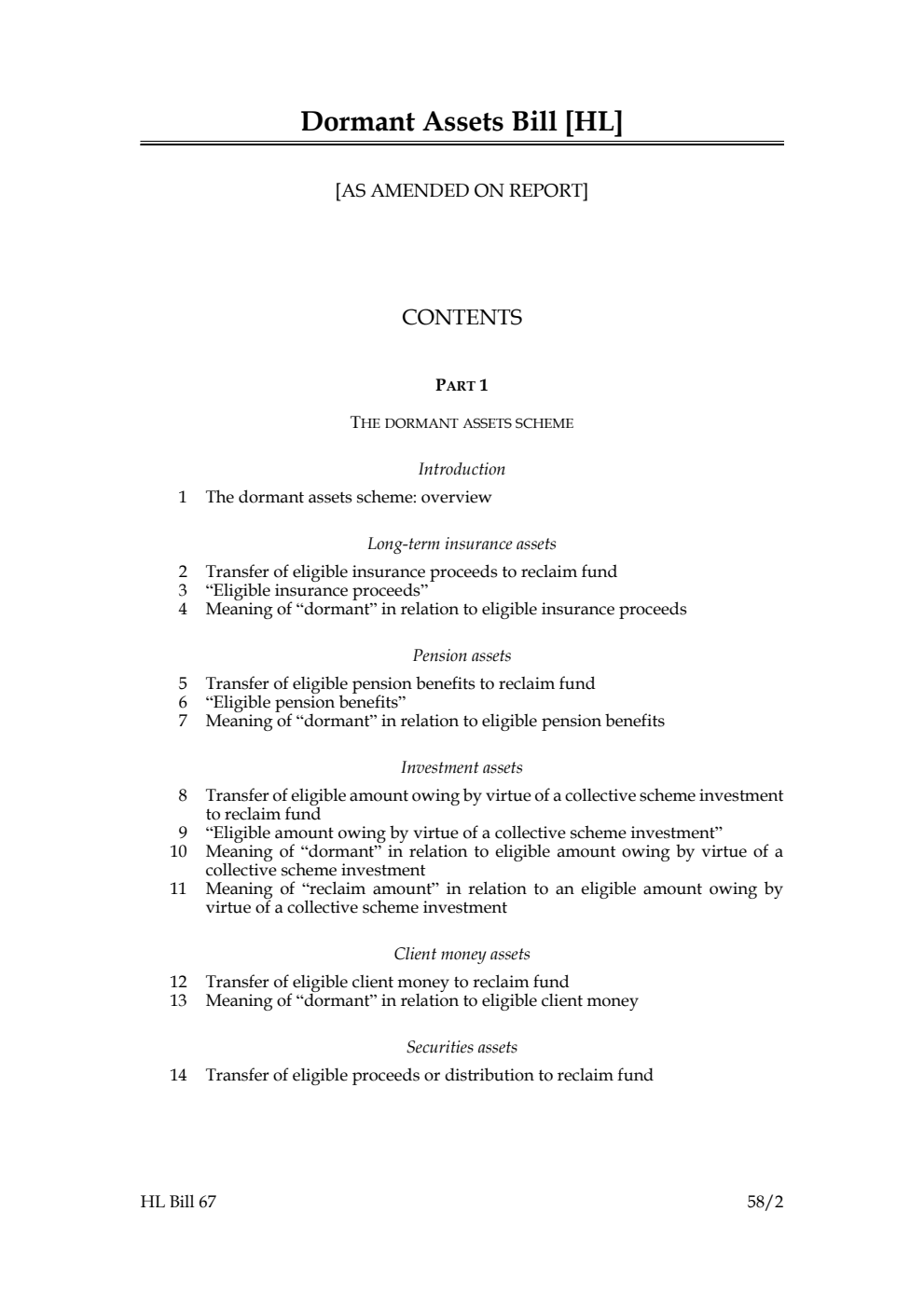 Dormant Assets Bill [as amended on Report]