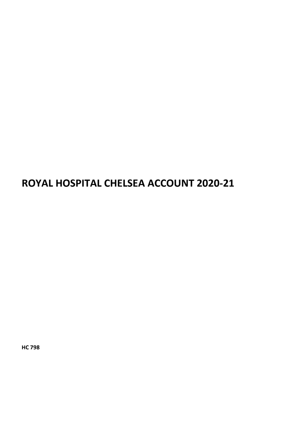 Royal Hospital Chelsea Account 2020-21