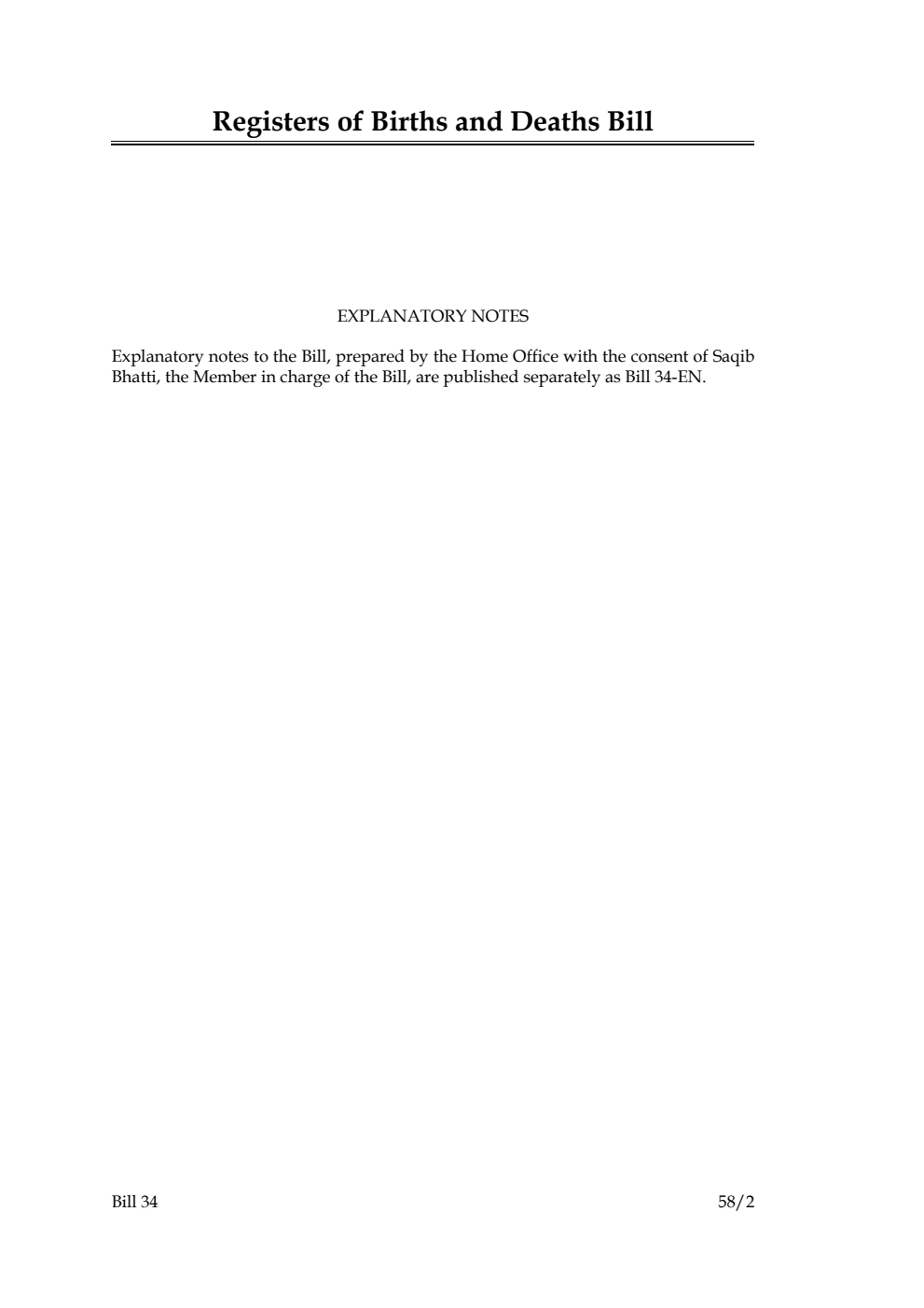 Registers of Births and Deaths Bill