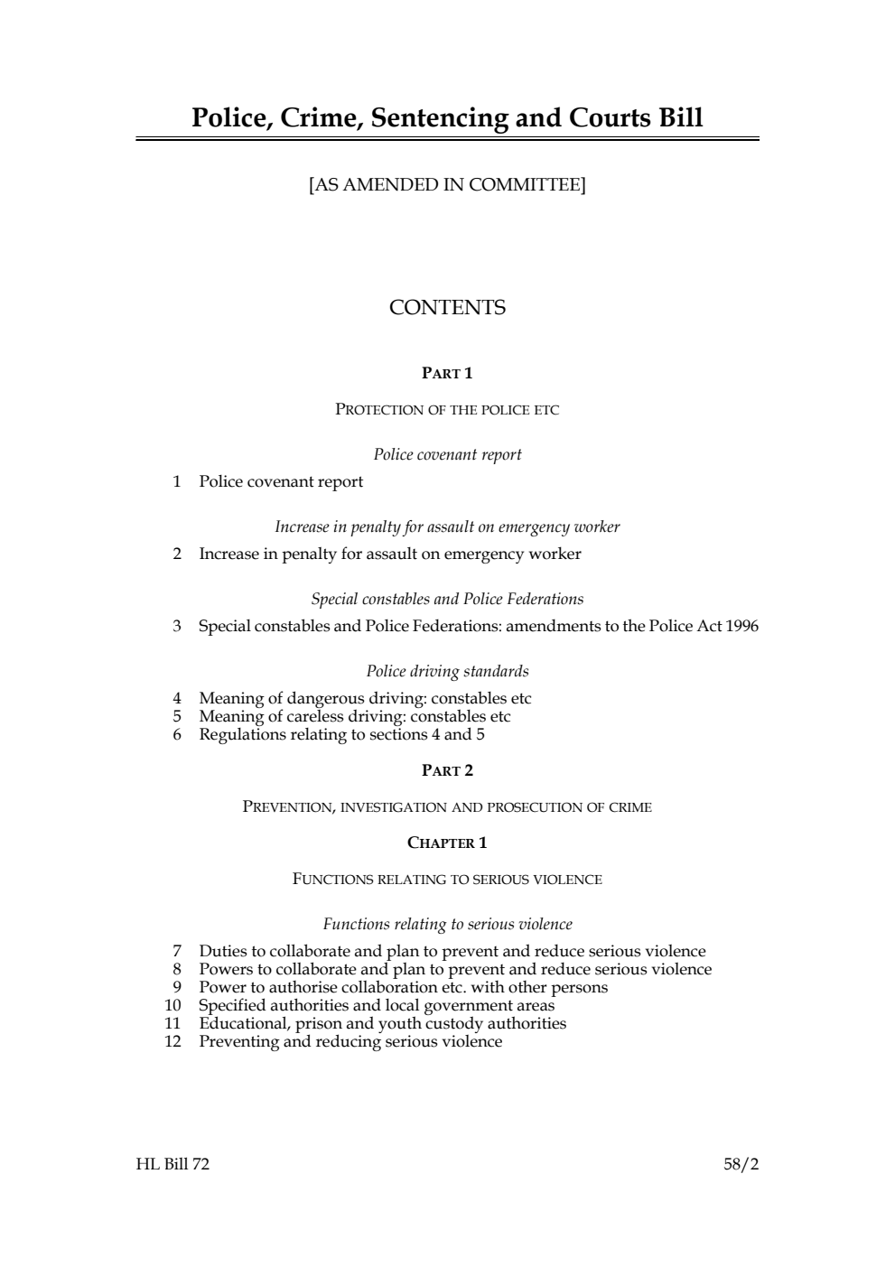 Police, Crime, Sentencing and Courts Bill [as amended in Committee]