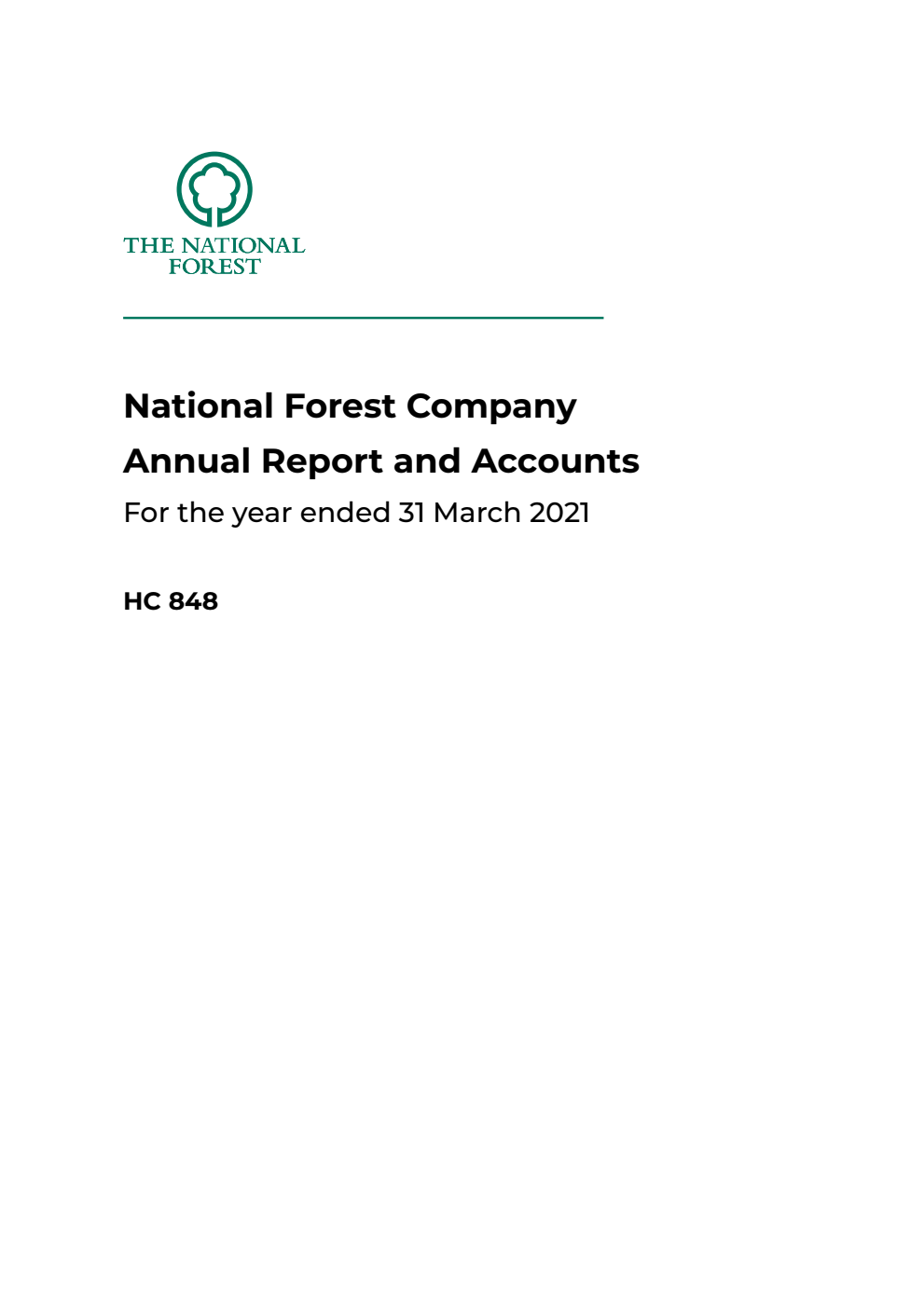 National Forest Company Annual Report and Accounts for the year ended 31 March 2021