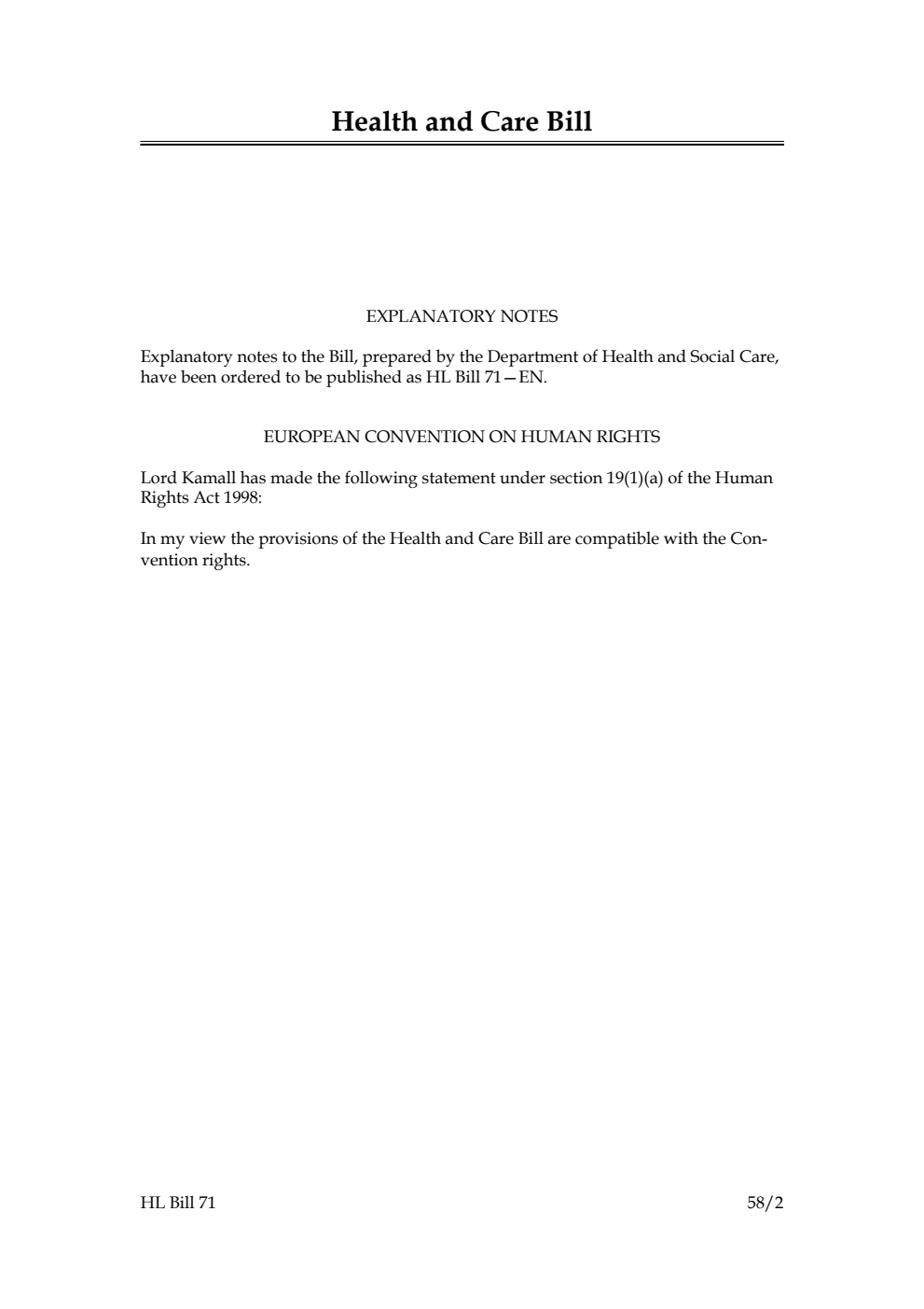 Health and Care Bill