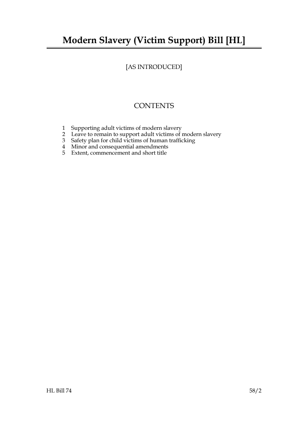 Modern Slavery (Victim Support) Bill