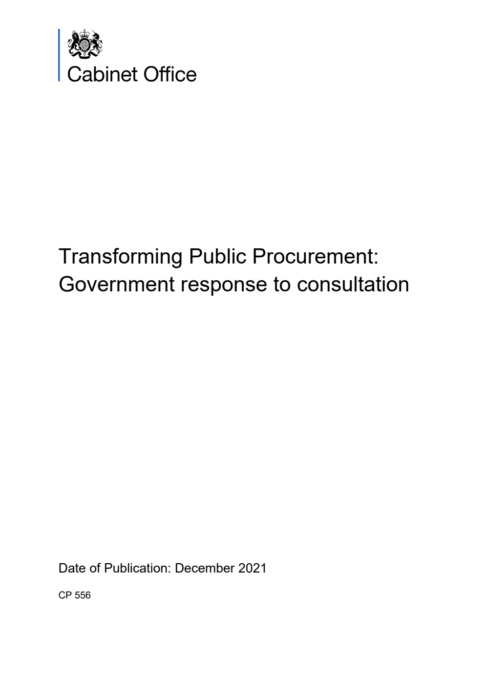 Transforming Public Procurement: Government response to consultation