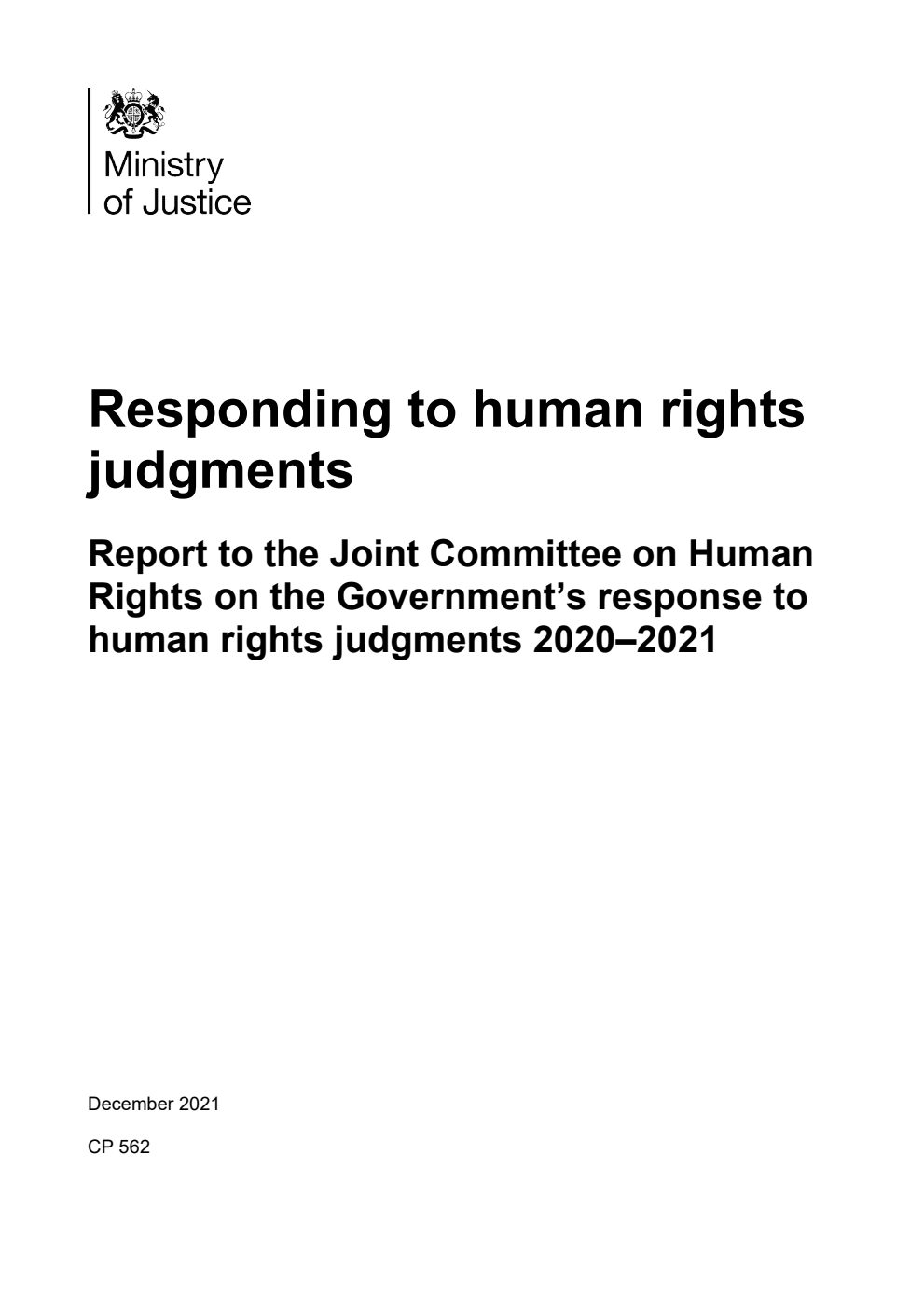 Responding to human rights judgments. Report to the Joint Committee on Human Rights on the Government’s response to human rights judgments 2020–2021