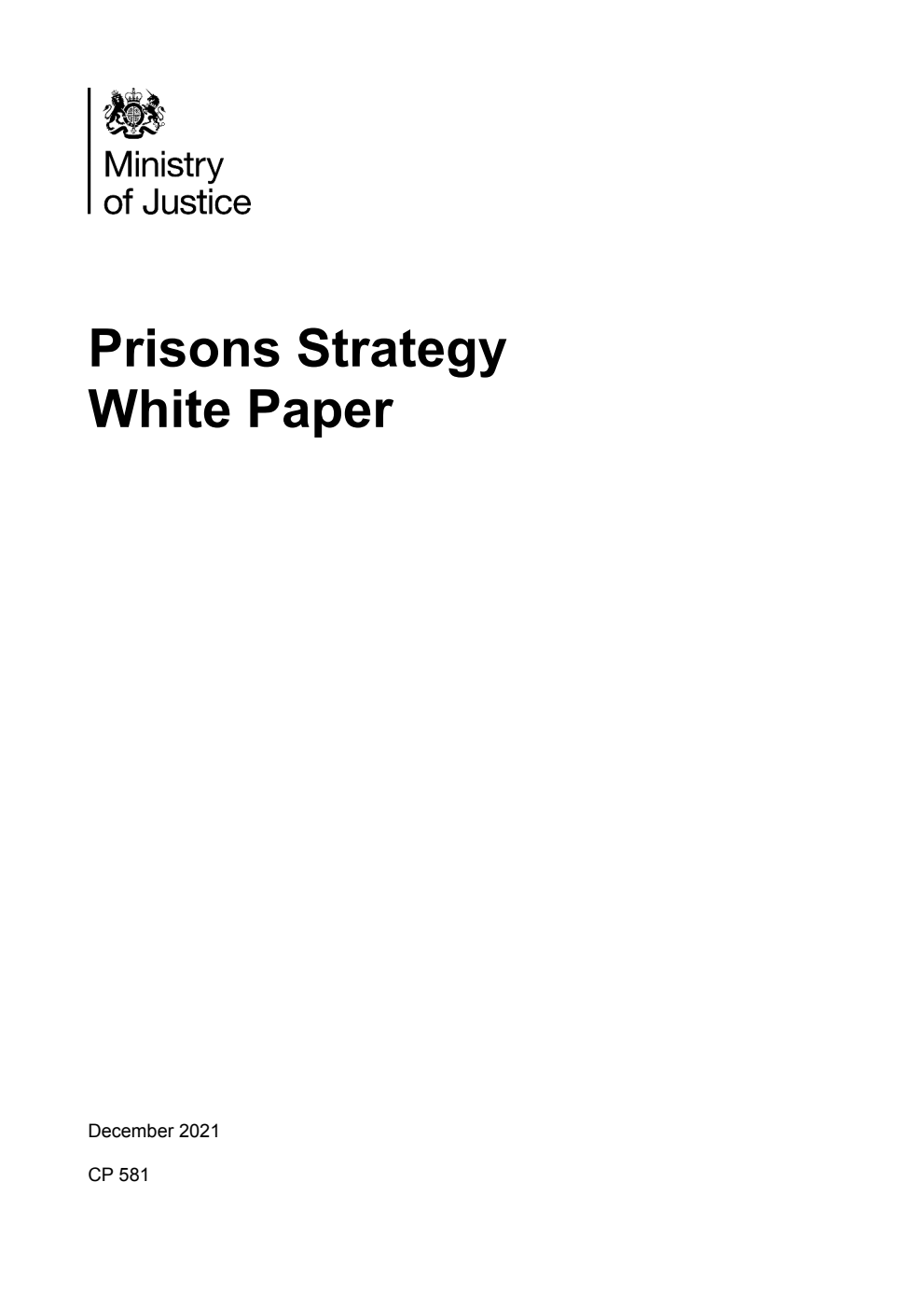 Prisons Strategy. White Paper