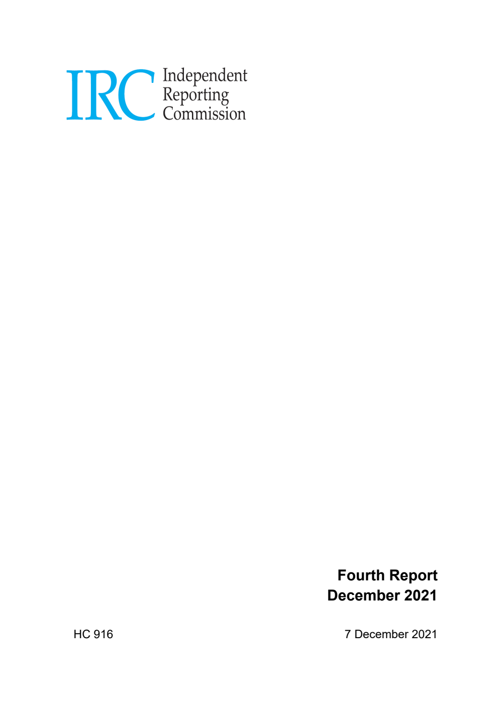 Independent Reporting Commission Fourth Report December 2021