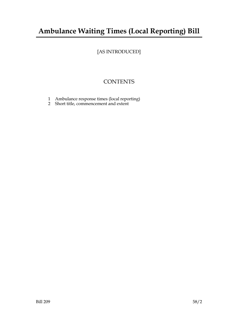 Ambulance Waiting Times (Local Reporting) Bill