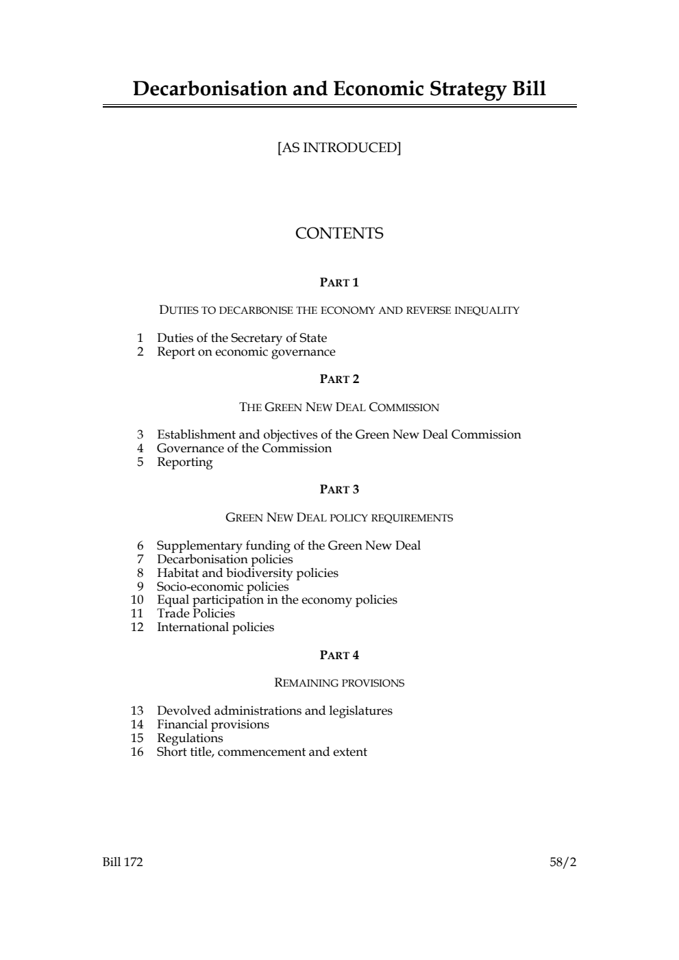 Decarbonisation and Economic Strategy Bill