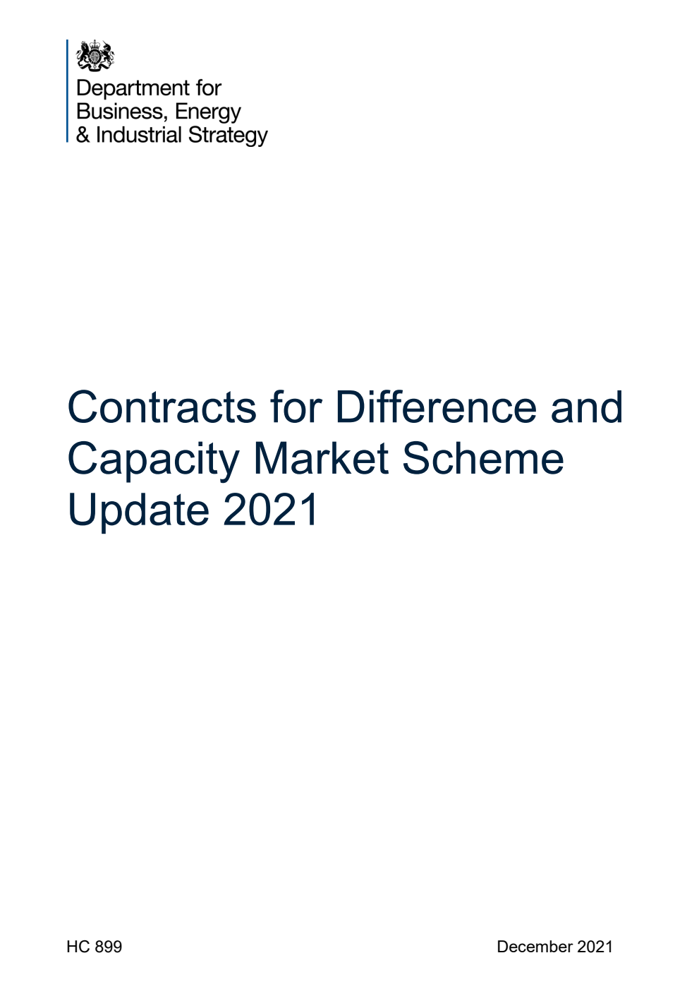 Contracts for Difference and Capacity Market Scheme Update 2021