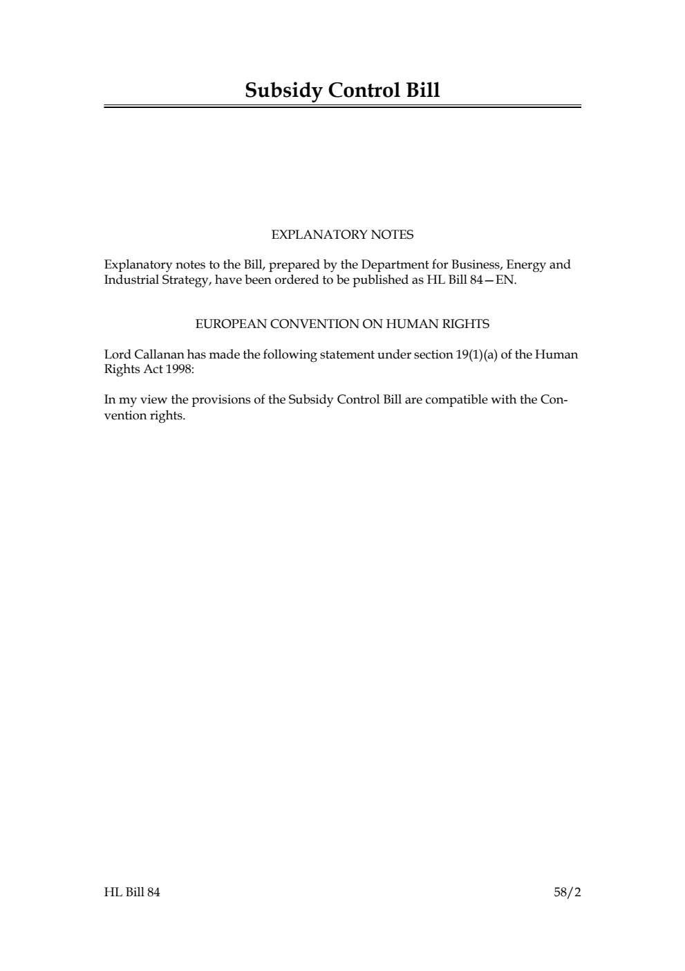 Subsidy Control Bill