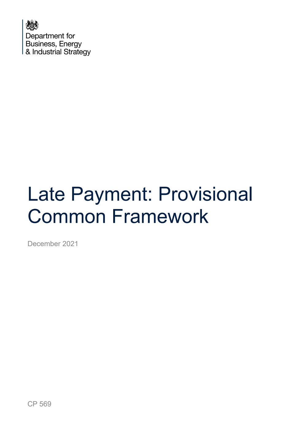 Late Payment: Provisional Common Framework. December 2021