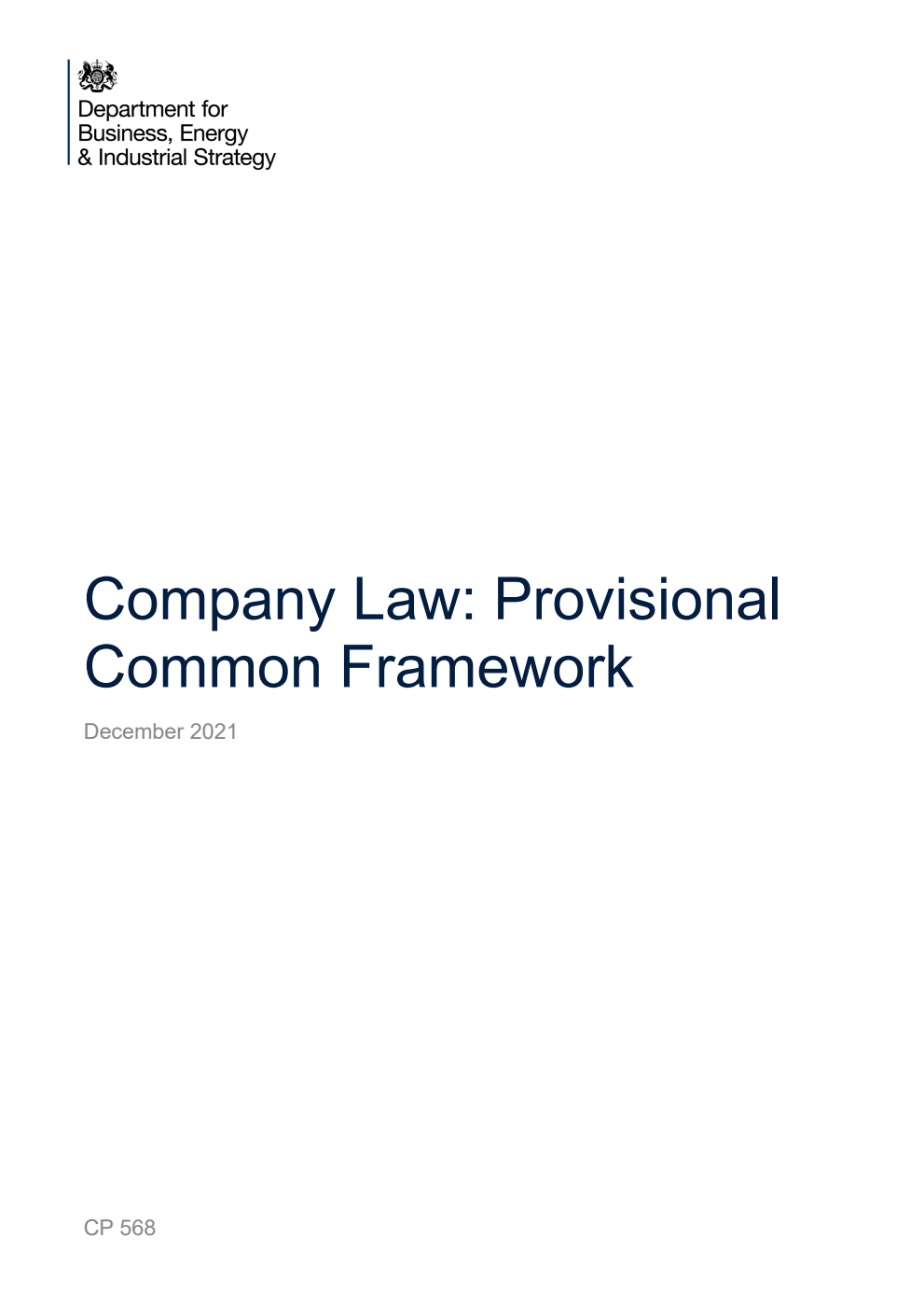 Company Law: Provisional Common Framework. December 2021