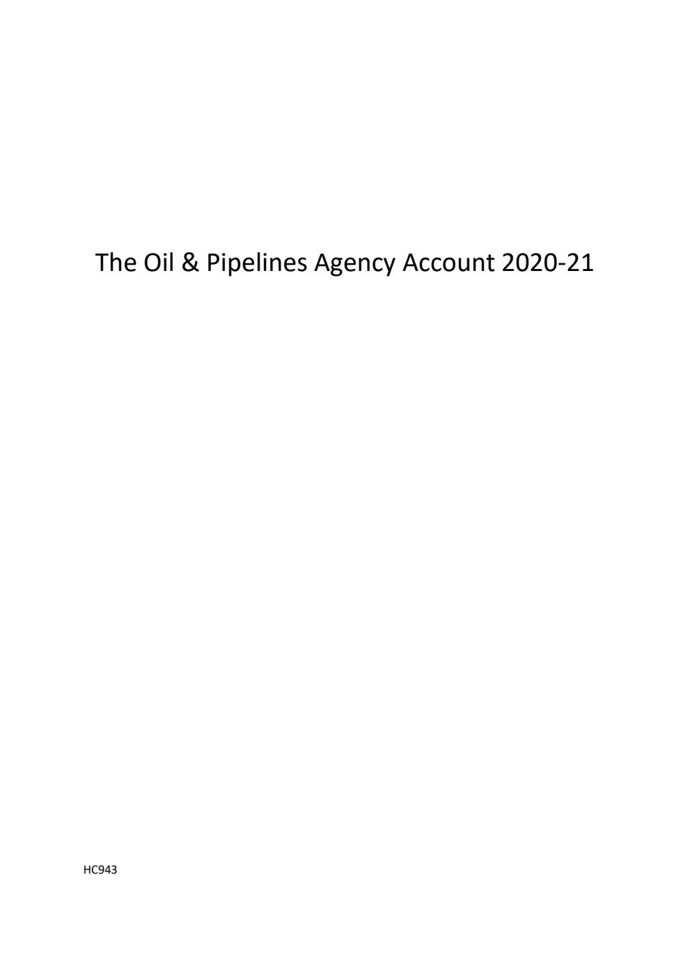 The Oil and Pipelines Agency Account 2020-21