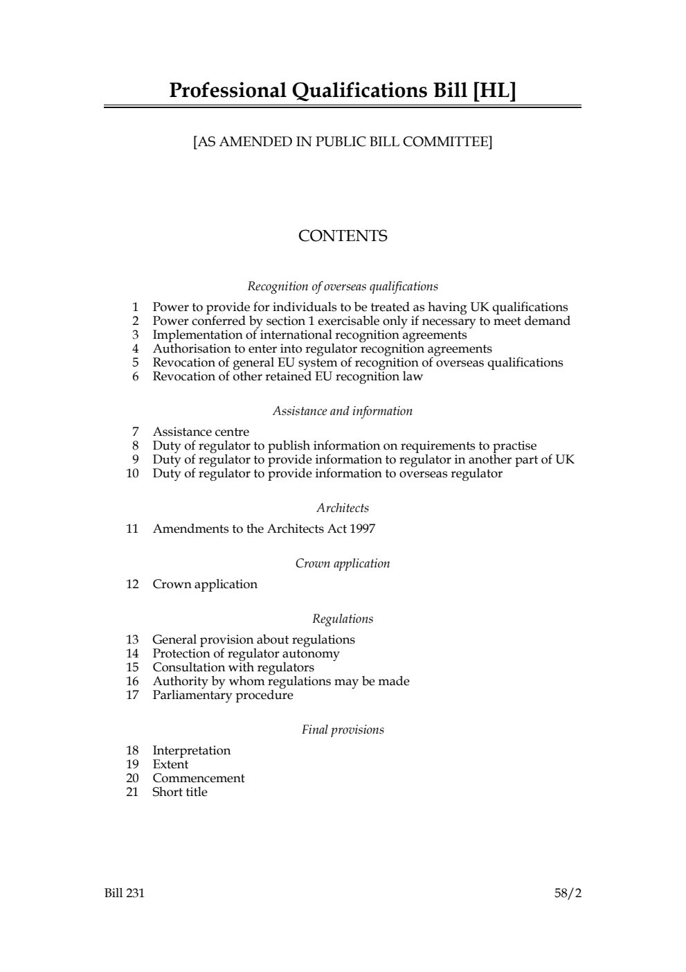 Professional Qualifications Bill [As Amended in Public Bill Committee]