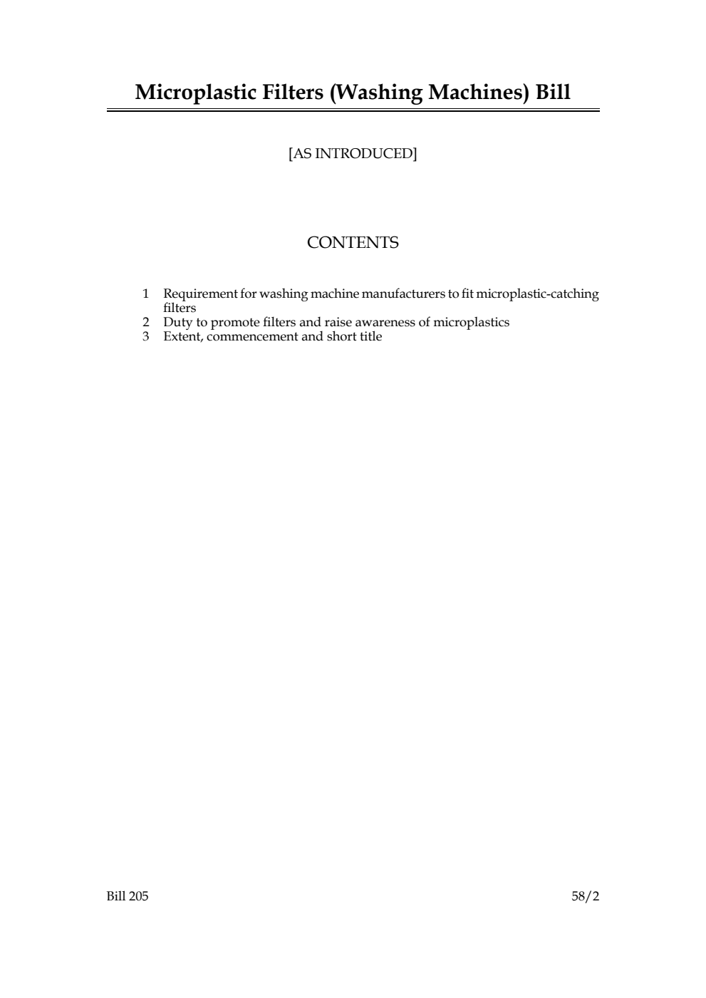 Microplastic Filters (Washing Machines) Bill