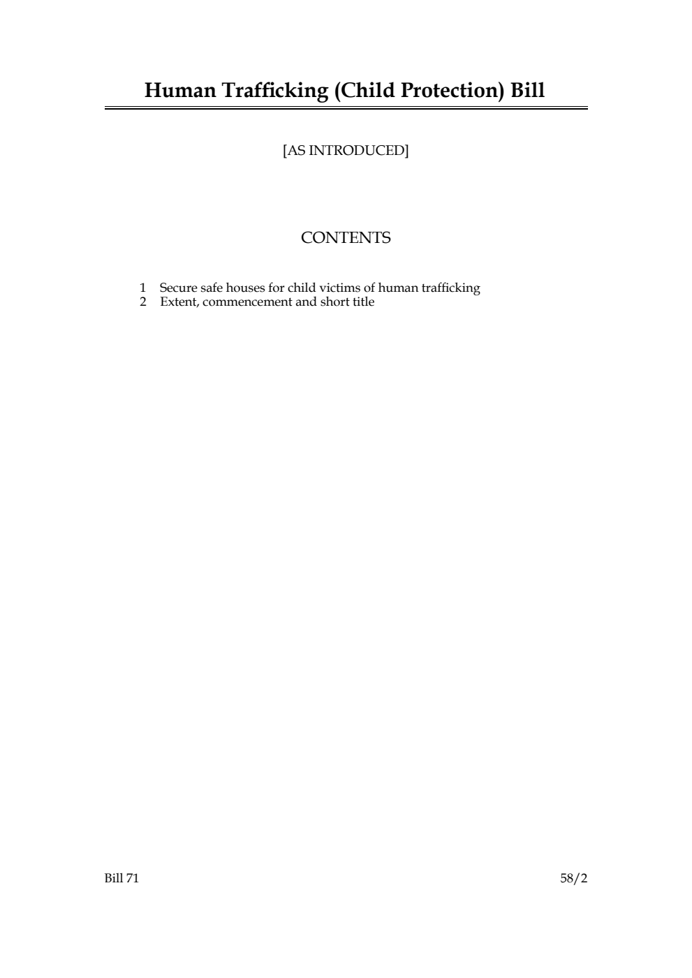 Human Trafficking (Child Protection) Bill