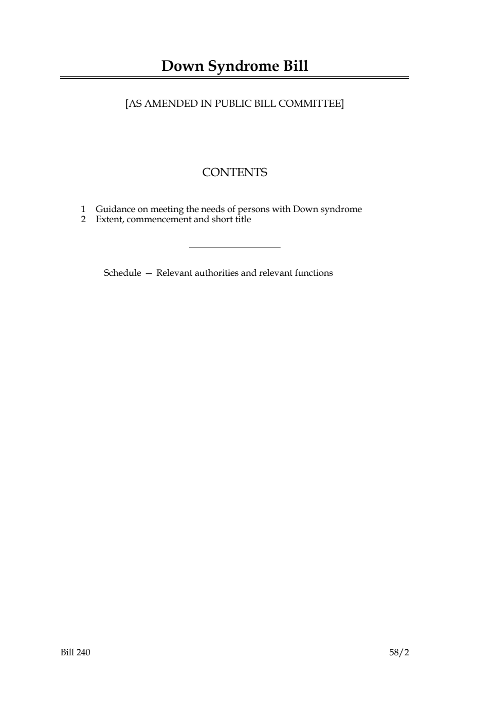 Down Syndrome Bill [As Amended In Public Bill Committee]