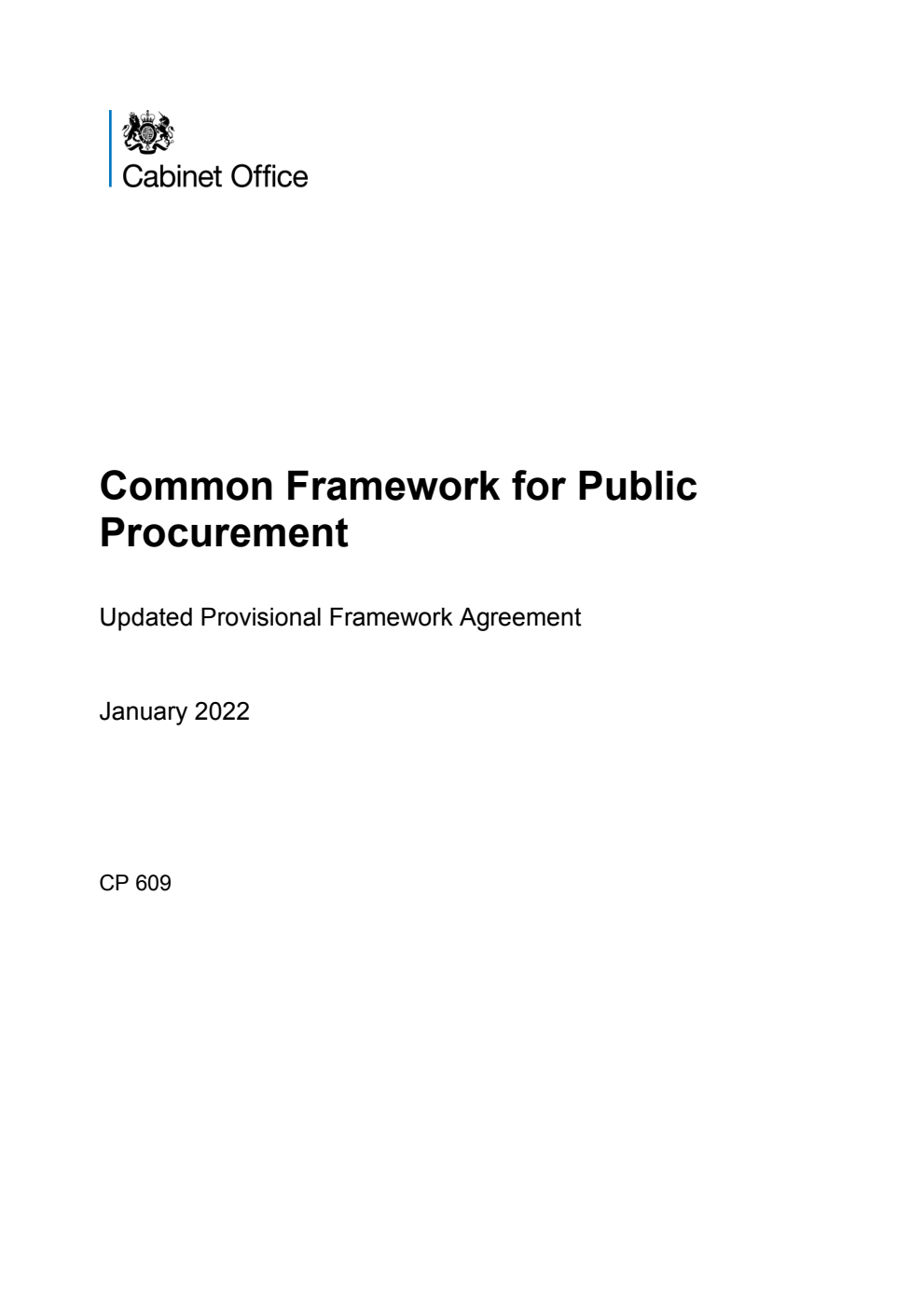 Common Framework for Public Procurement.  Updated Provisional Framework Agreement