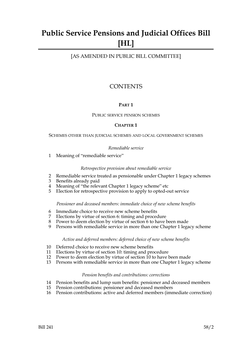 Public Service Pensions and Judicial Offices Bill [as amended in Public Bill Committee]