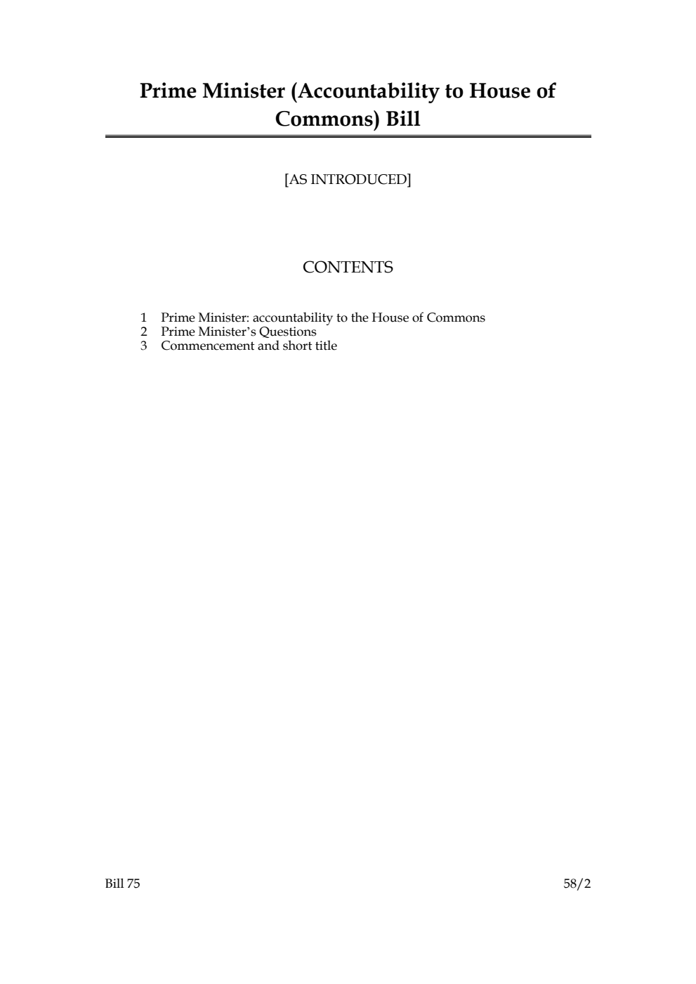 Prime Minister (Accountability to House of Commons) Bill