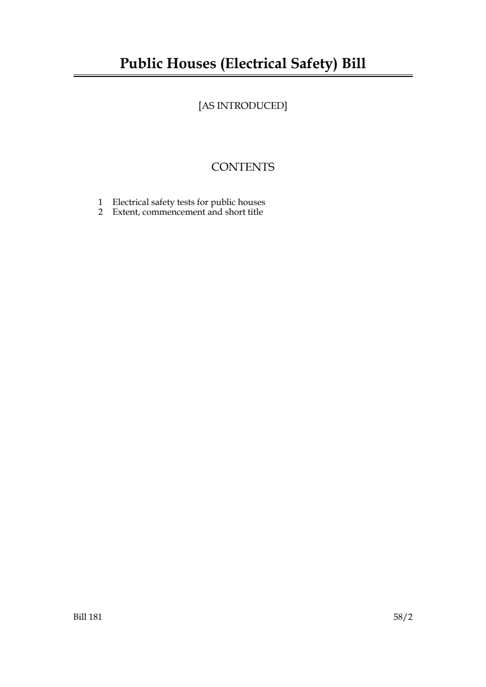 Public Houses (Electrical Safety) Bill