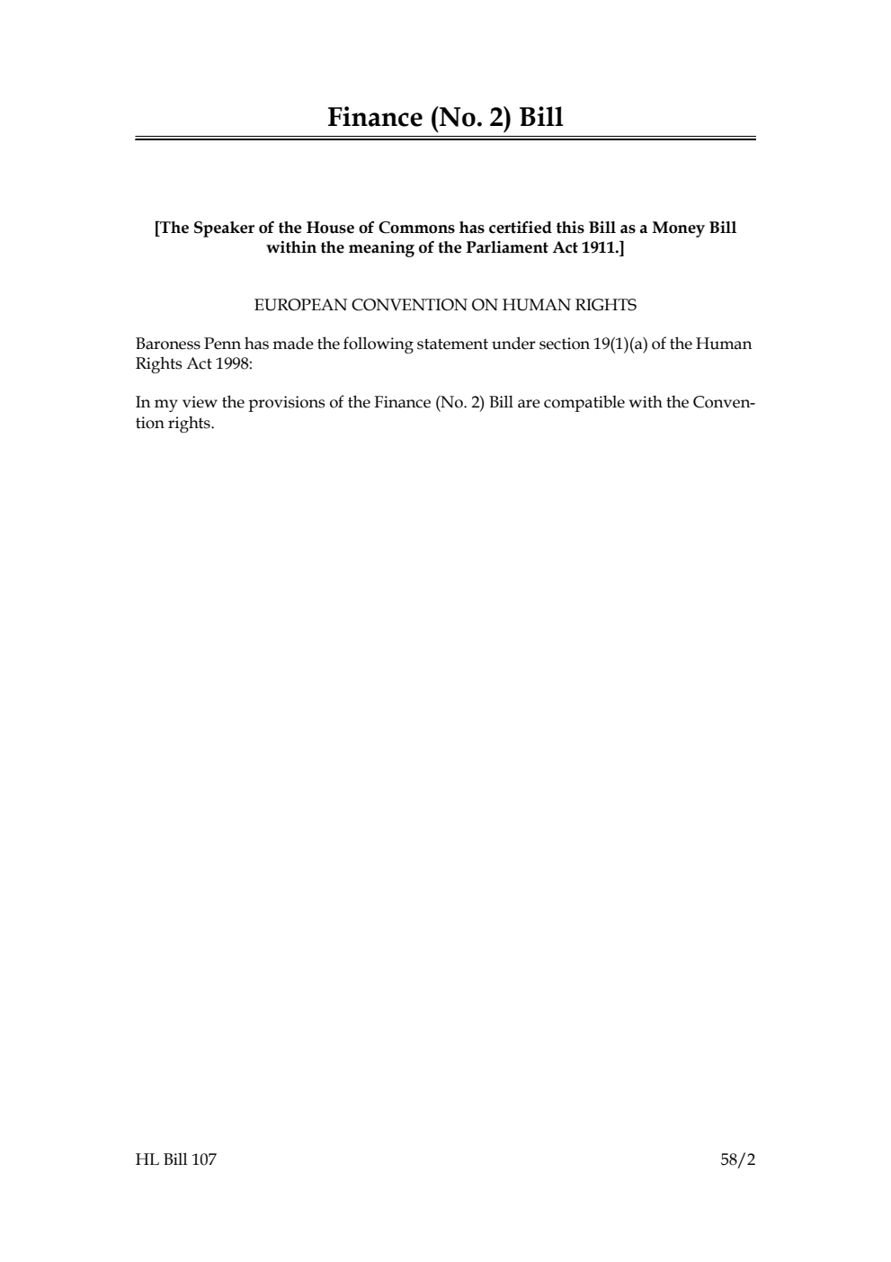 Finance (No. 2) Bill