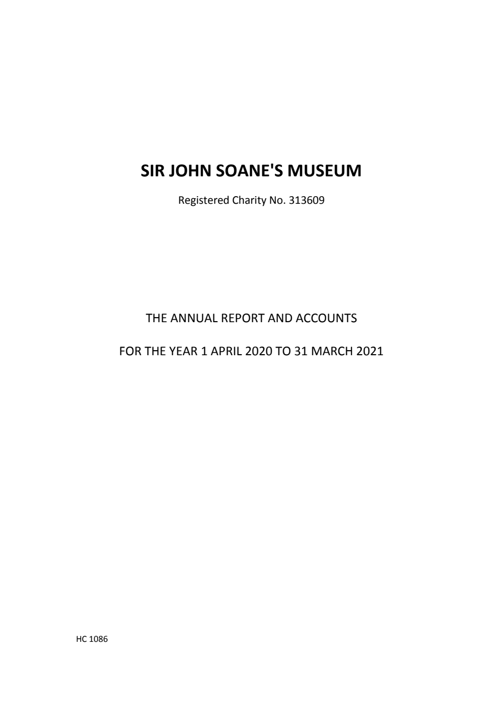 Sir John Soane's Museum The Annual Report for the year 1 April 2020 to 31 March 2021