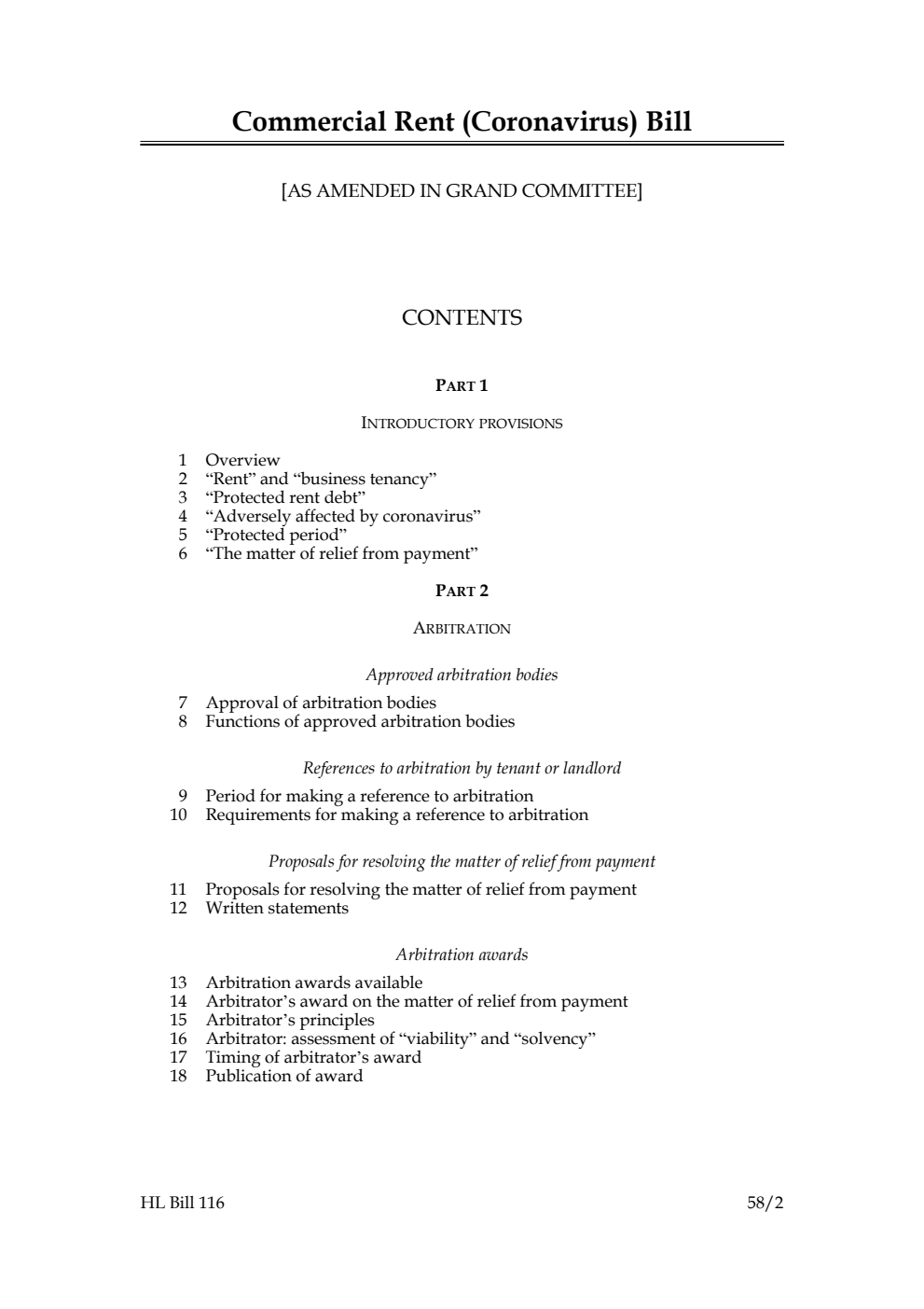Commercial Rent (Coronavirus) Bill [as amended in Grand Committee]