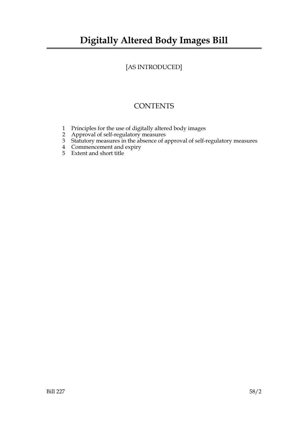 Digitally Altered Body Images Bill