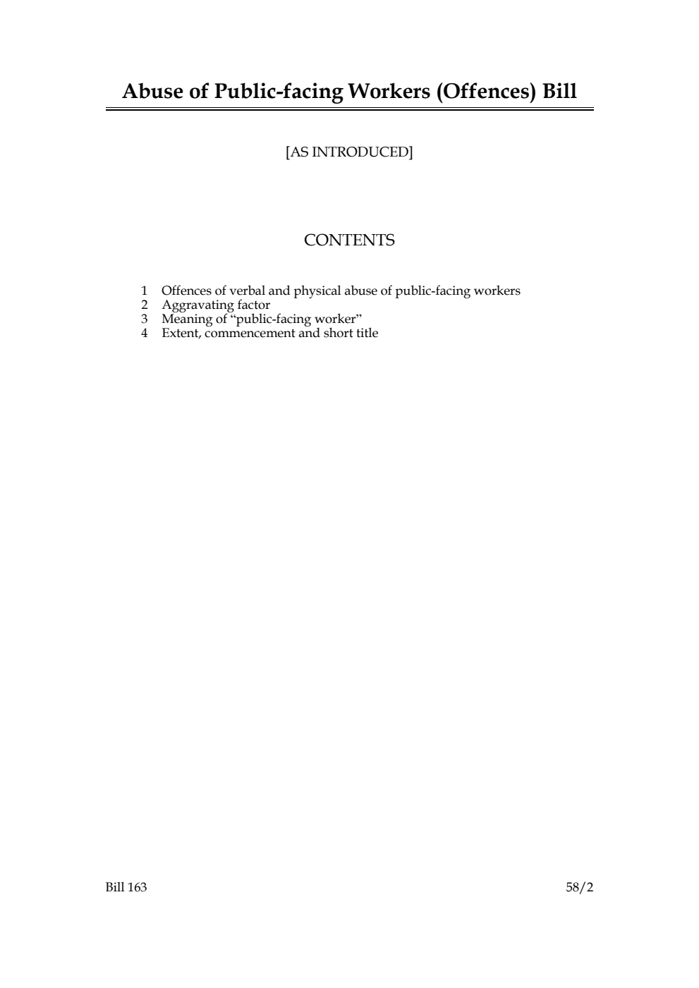 Abuse of Public-facing Workers (Offences) Bill