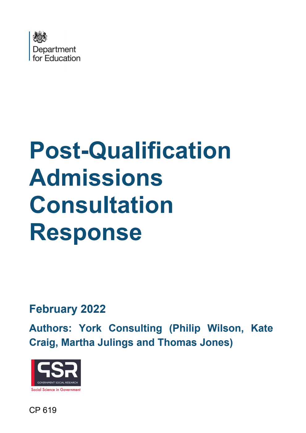 Post-Qualification Admissions Consultation Response