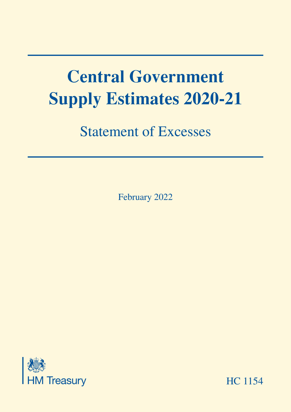 Central Government Supply Estimates 2020-21: Statement of Excesses for the year ending 31 March 2021