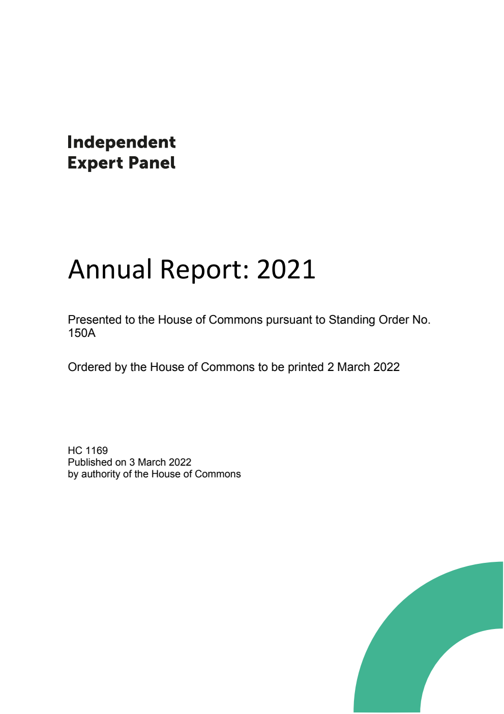 Independent Expert Panel Annual Report: 2021