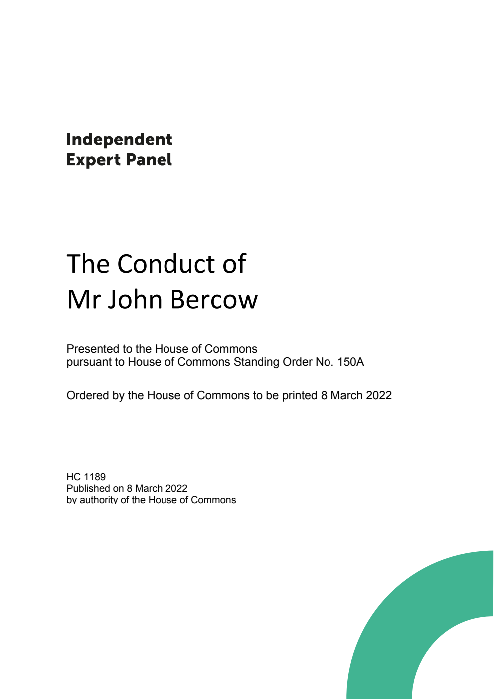 The Conduct of Mr John Bercow