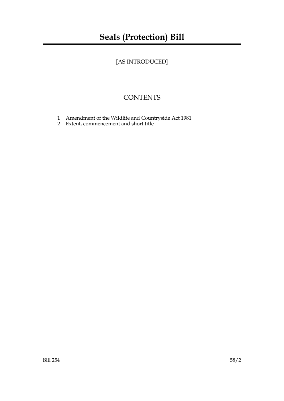 Seals (Protection) Bill [As Introduced]