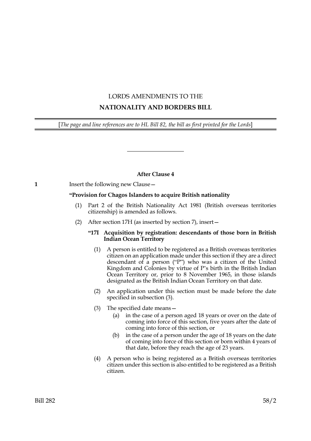 Lords Amendments to the Nationality and Borders Bill