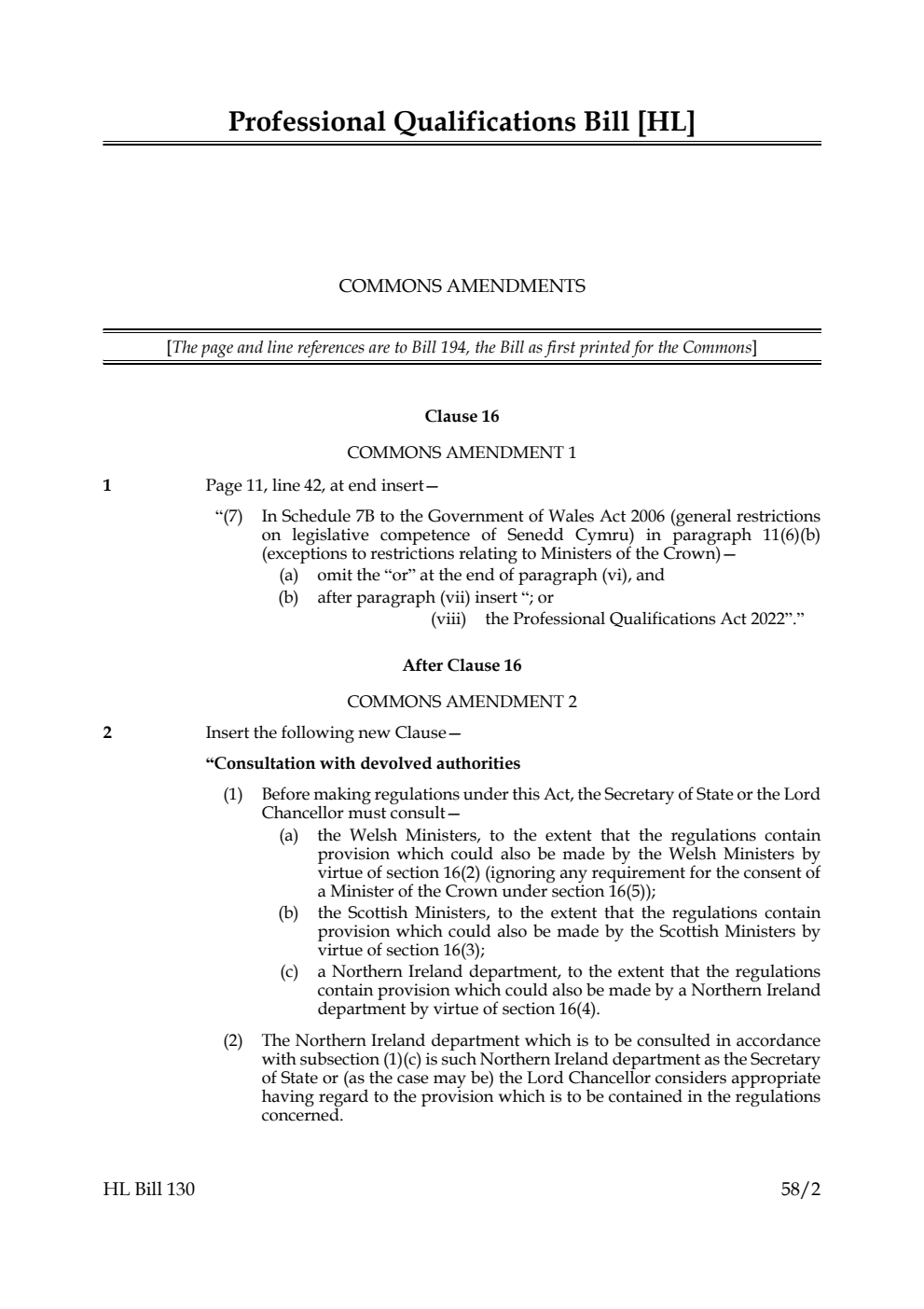 Professional Qualifications Bill  Commons Amendments