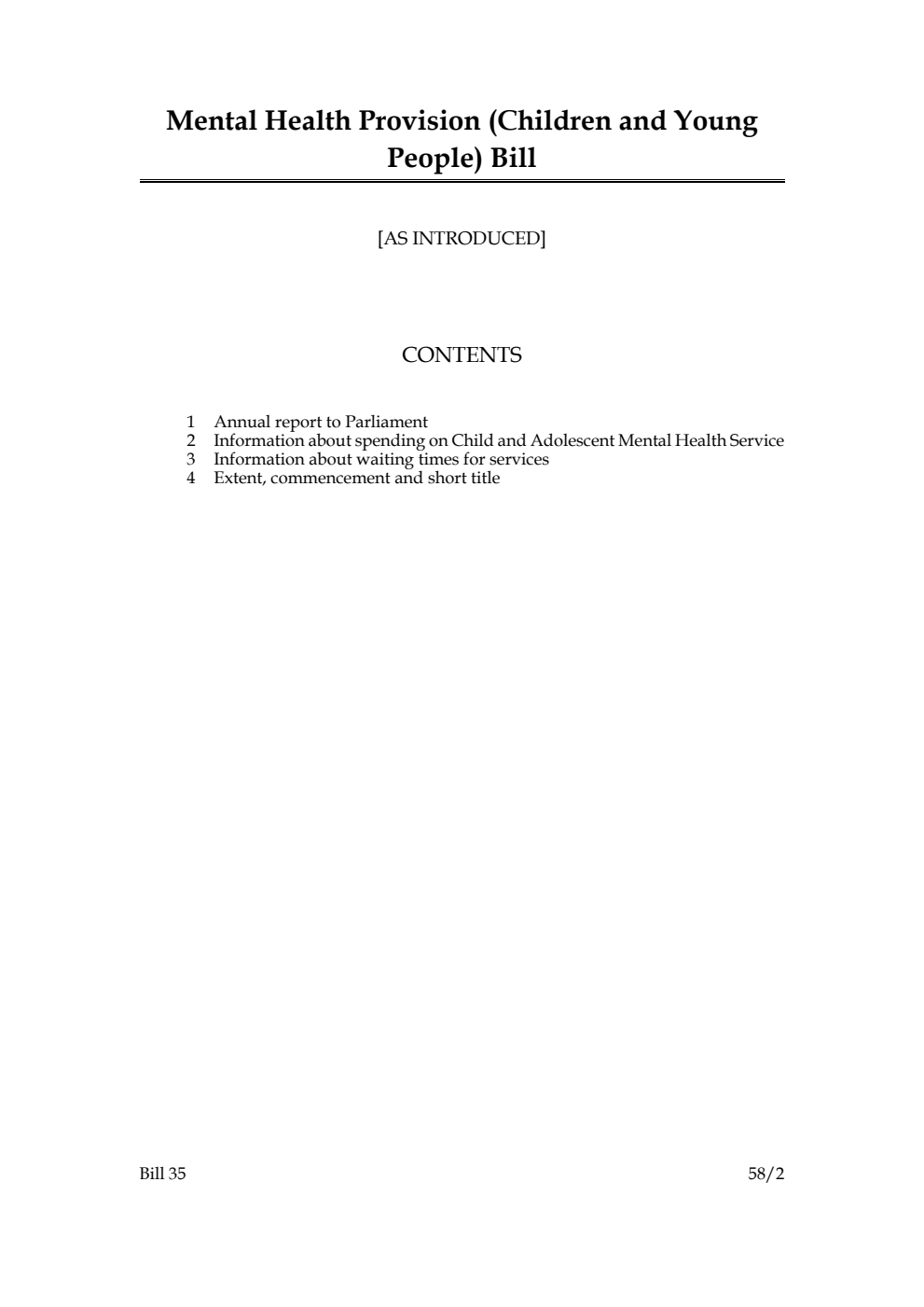 Mental Health Provision (Children and Young People) Bill [As Introduced]