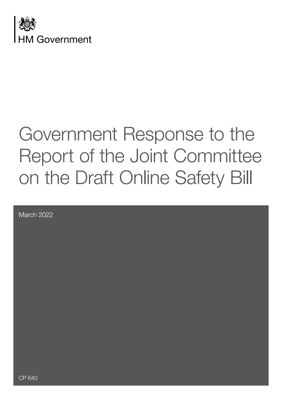 Government Response to the Report of the Joint Committee on the Draft Online Safety Bill