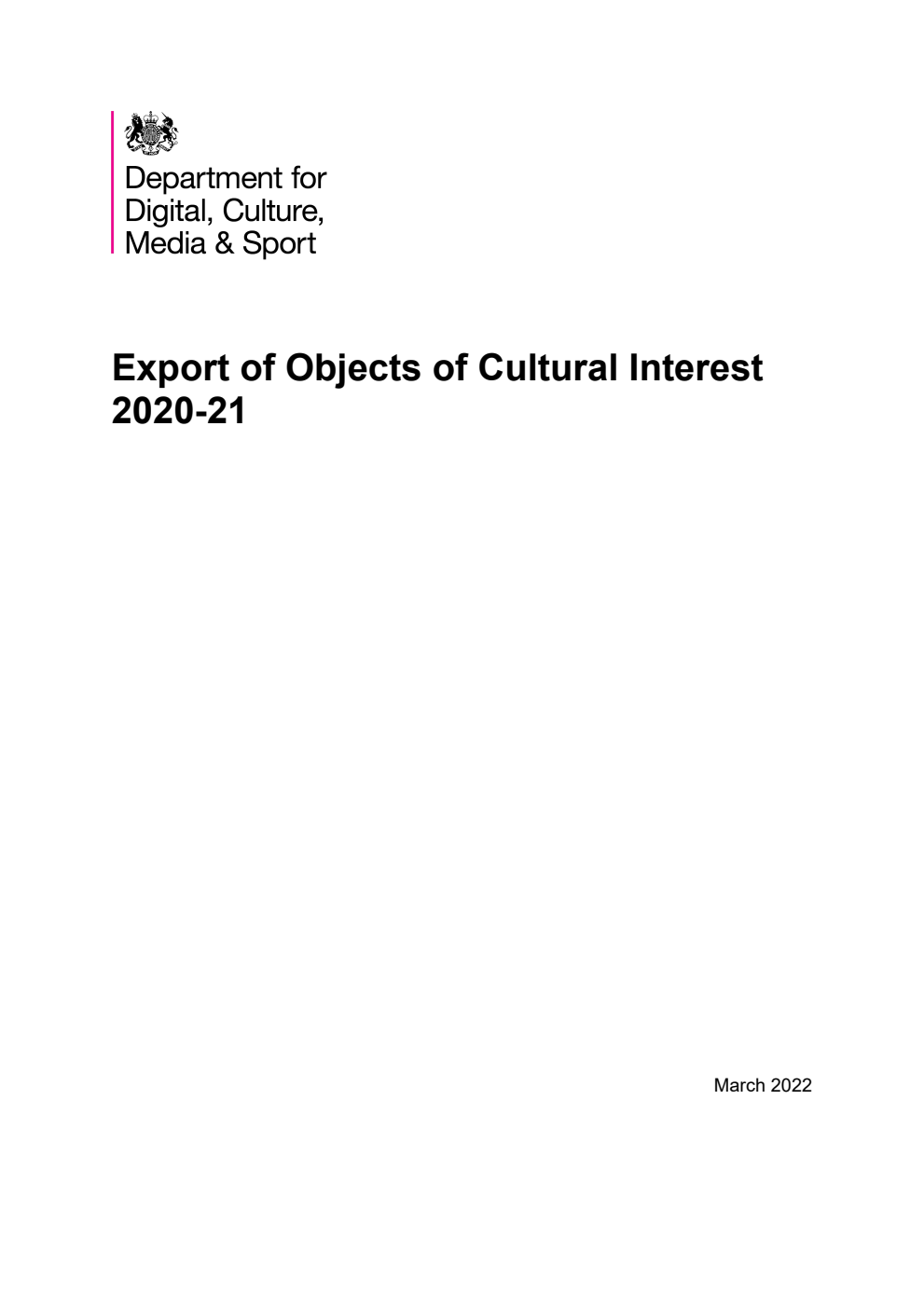 Export of Objects of Cultural Interest 2020-21