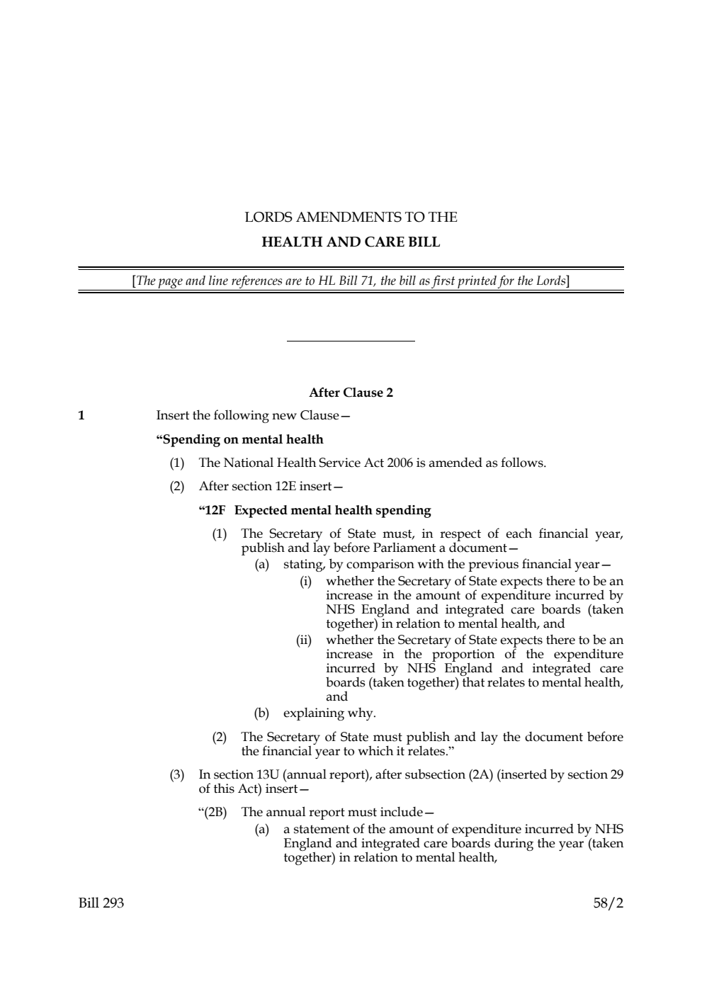 Lords Amendments to the Health and Care Bill