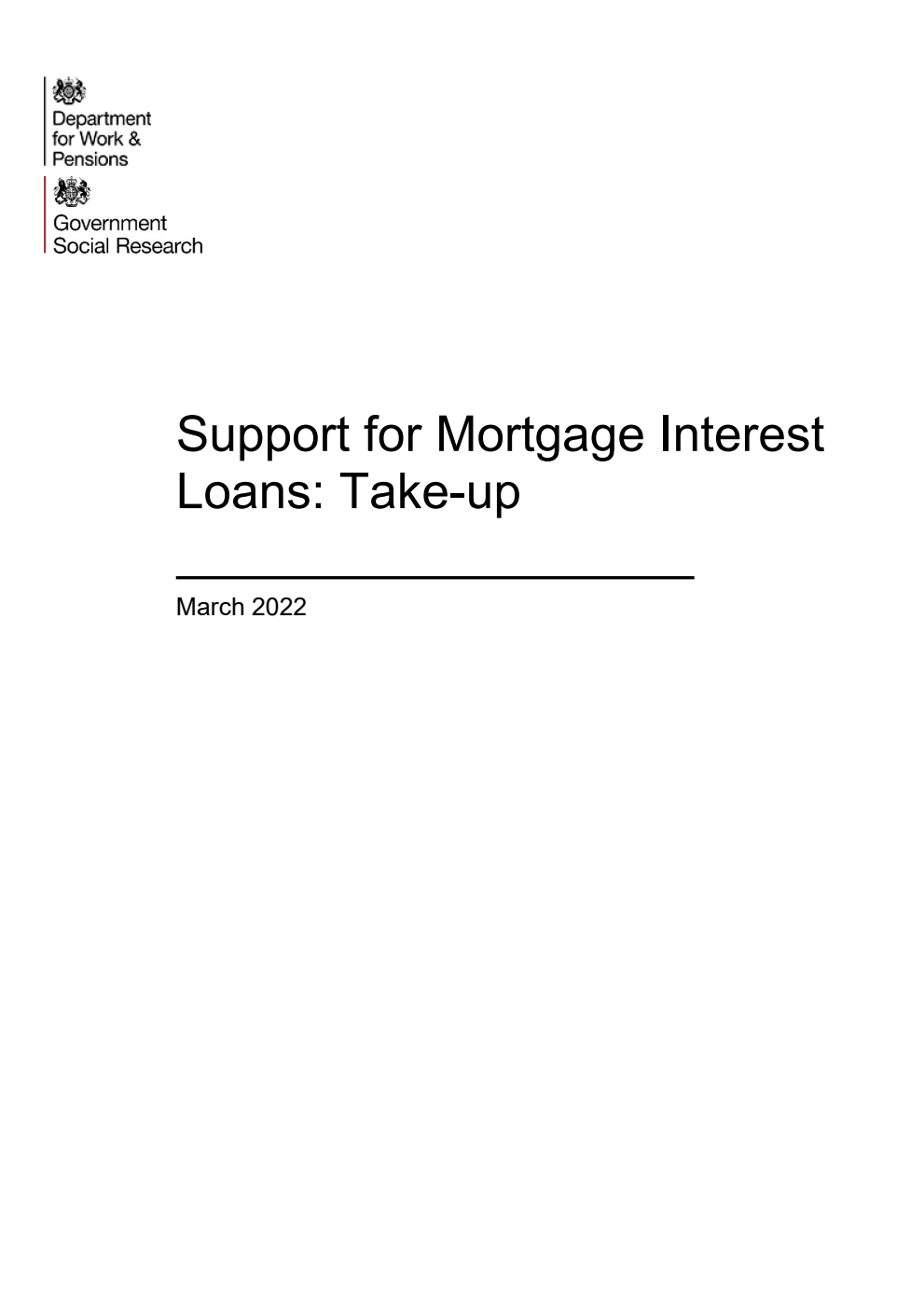 Research Report 1009 Support for Mortgage Interest Loans: Take-up