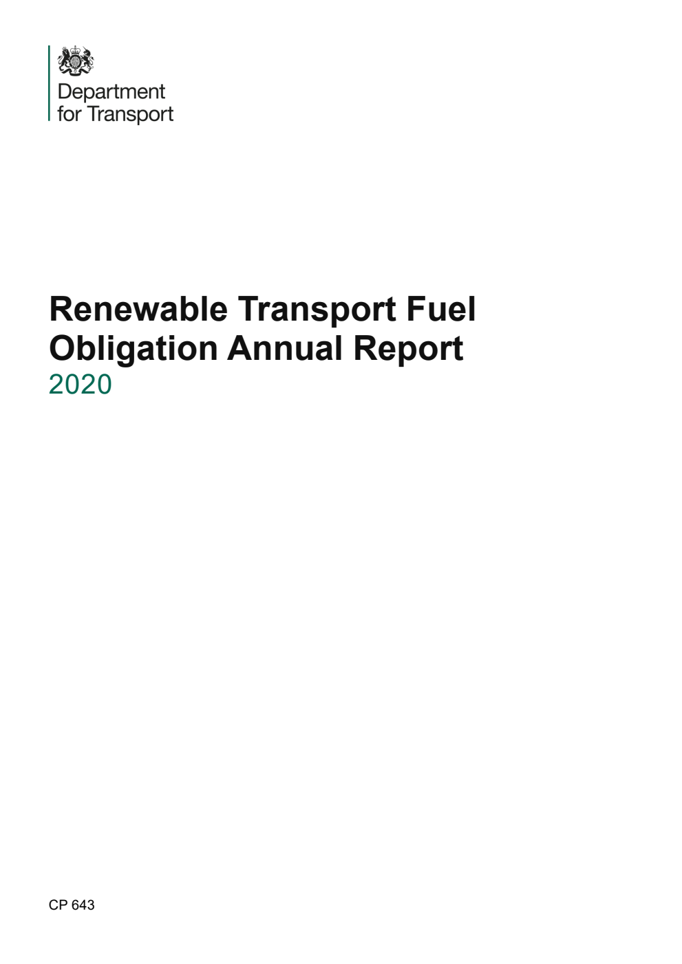 Renewable Transport Fuel Obligation Annual Report 2020