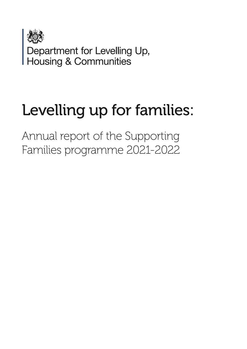 Levelling up for families: Annual report of the Supporting Families programme 2021-2022