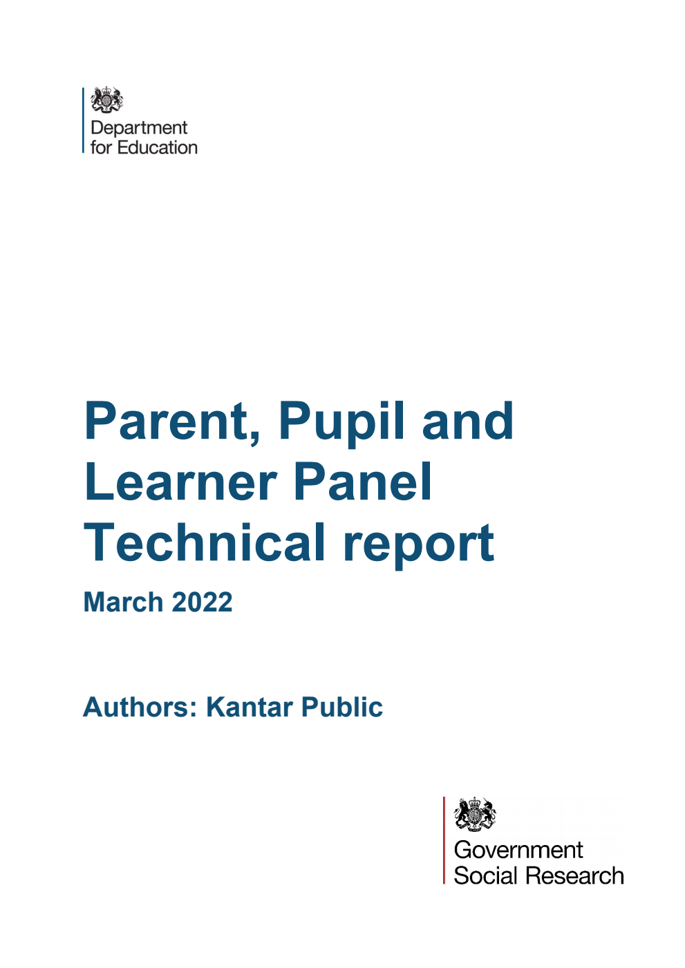 DFE-RR1201 Parent, Pupil and Learner Panel Technical report. March 2022