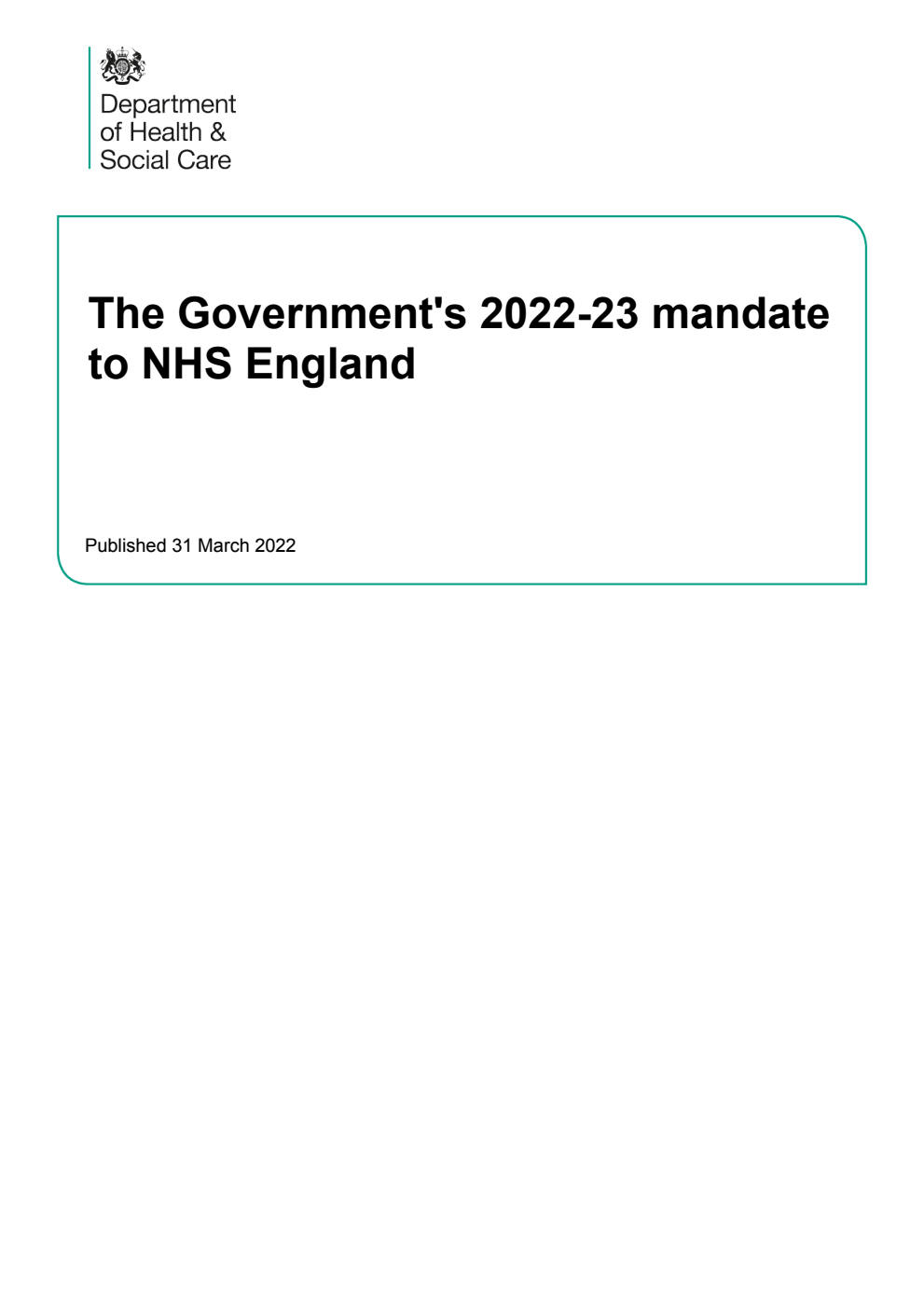 The Government's 2022-23 mandate to NHS England